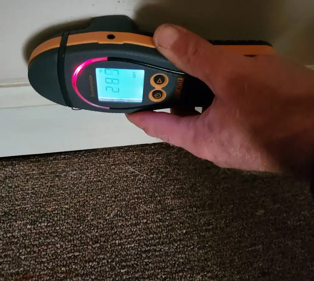 Moisture detection at baseboard during Burst Pipe Cleanup in Bayonne